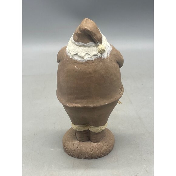 Christmas Santa figurine hand painted signed brown round hat standing 6" READ - Picture 2 of 8